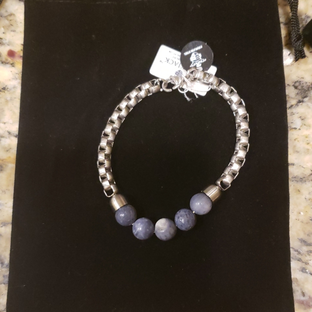 BLACKJACK MEN’S STAINLESS-STEEL BLUE BEAD
